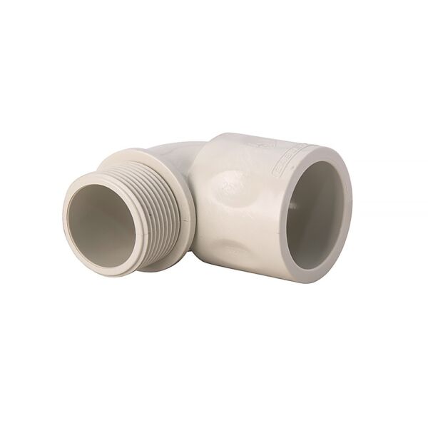 Solarflex 25mm solar panel conduit plain to screwed elbow grey adapter – Pack of 20