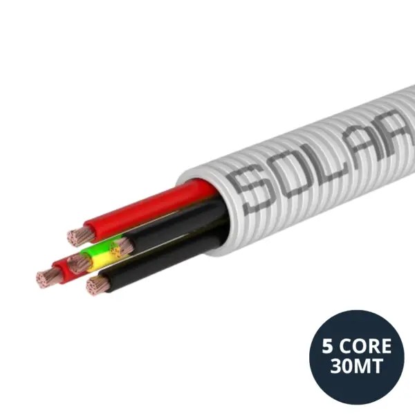 Solarflex 25mm pre-wired Conduit 4 core 4mm cable for solar panel to battery, 30 meters
