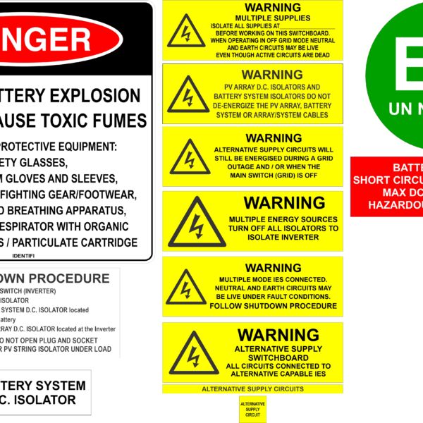 Battery Storage System Label Kit – AC Coupled